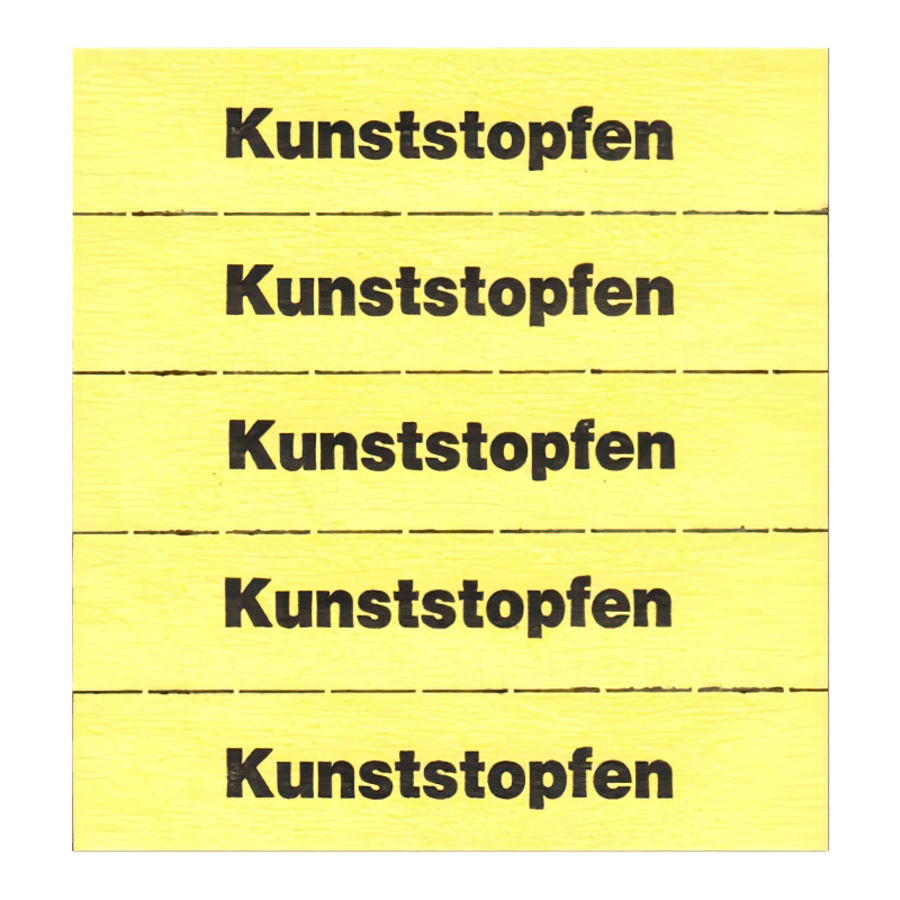 Markierungszettel `Kunststopfen` gelb geblockt a.100 Blatt=500 Abrisse